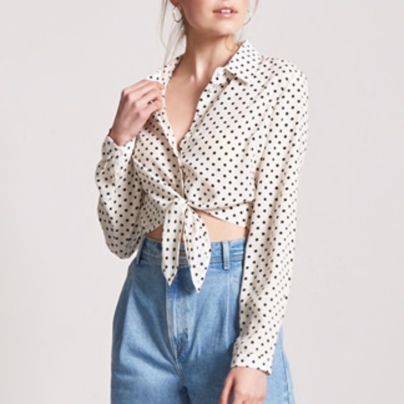 tie front polka dot top